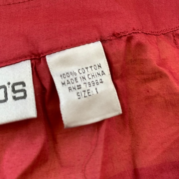 Chico’s Yellow & Red 100% Cotton Button Down Short Sleeve Top’s - Picture 10 of 10